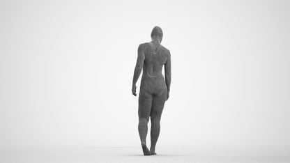 scanned 3D woman sport pool, photogrammetry people for Enscape and V-Ray, wireframe front view