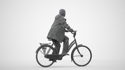 3D people model woman casual cycling, scanned human for 3ds Max rendering, wireframe side view