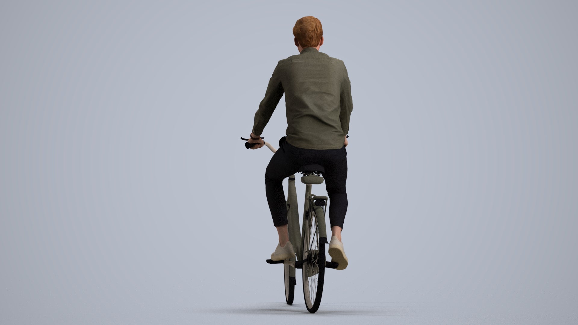 realistic 3D human man casual cycling, archviz people FBX OBJ for Blender, front view render