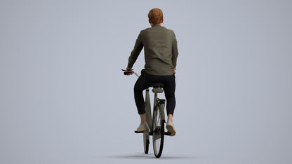 realistic 3D human man casual cycling, archviz people FBX OBJ for Blender, front view render