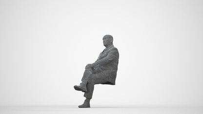 realistic 3D people senior man business, render-ready for V-Ray and Corona, FBX OBJ, wireframe back view