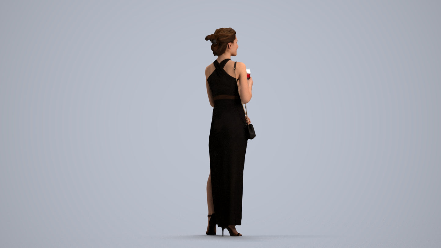 photogrammetry 3D woman formal formalaffairs, realistic human model archviz FBX, front view render