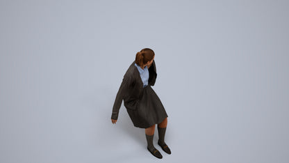realistic 3D human girl kids, archviz people FBX OBJ for Blender, back view render