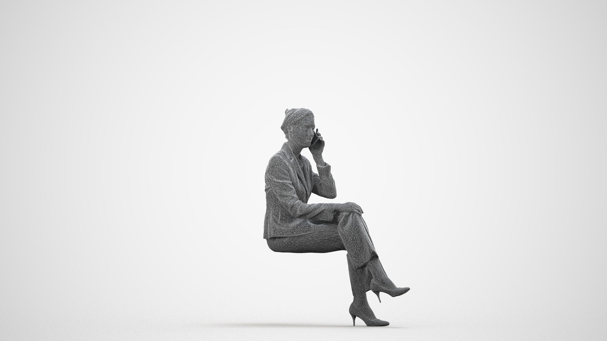 realistic 3D human man casual mix, archviz people FBX OBJ for Blender, wireframe side view