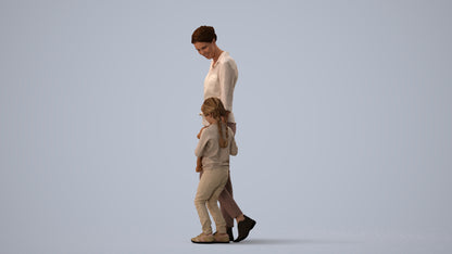 photogrammetry 3D girl casual kids, realistic human model archviz FBX, three-quarter view render