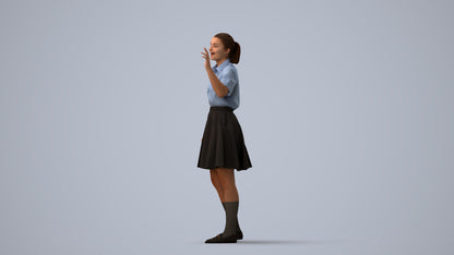 photogrammetry 3D girl kids, realistic human model archviz FBX, three-quarter view render