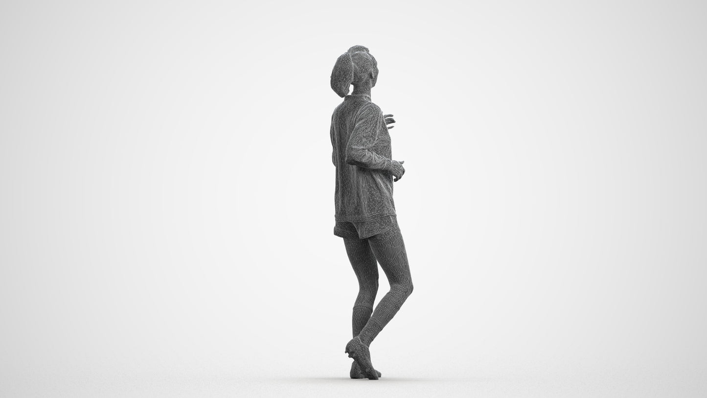 realistic 3D people woman sport, render-ready for V-Ray and Corona, FBX OBJ, wireframe front view