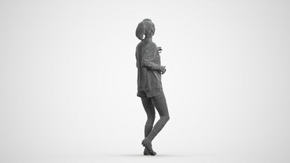 realistic 3D people woman sport, render-ready for V-Ray and Corona, FBX OBJ, wireframe front view