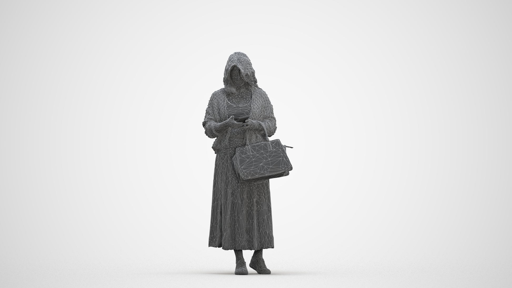 realistic 3D people woman casual standing, render-ready for V-Ray and Corona, FBX OBJ, three-quarter front view render
