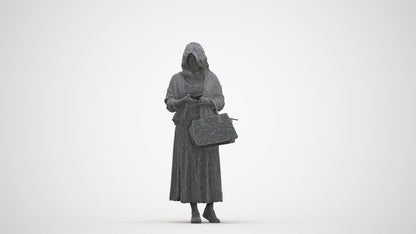 realistic 3D people woman casual standing, render-ready for V-Ray and Corona, FBX OBJ, three-quarter front view render