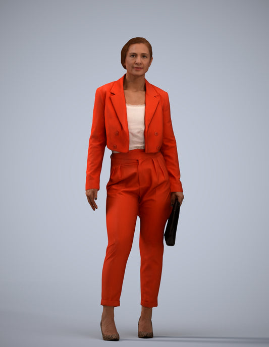 3D human model woman business, photogrammetry scanned person for archviz