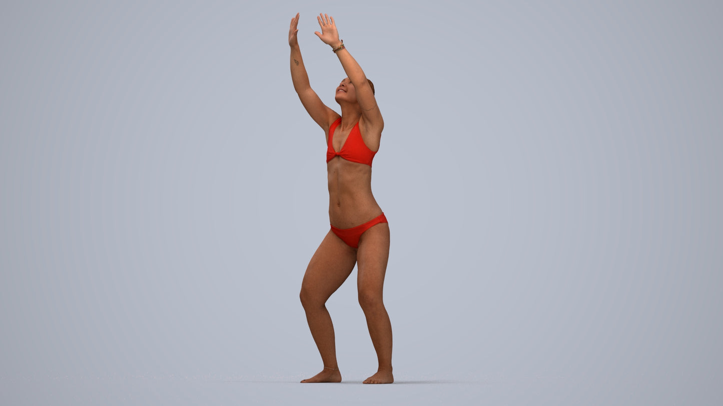 scanned 3D woman pool, photogrammetry people for Enscape and V-Ray, top-down view render