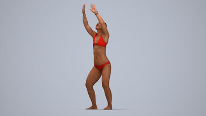 scanned 3D woman pool, photogrammetry people for Enscape and V-Ray, top-down view render