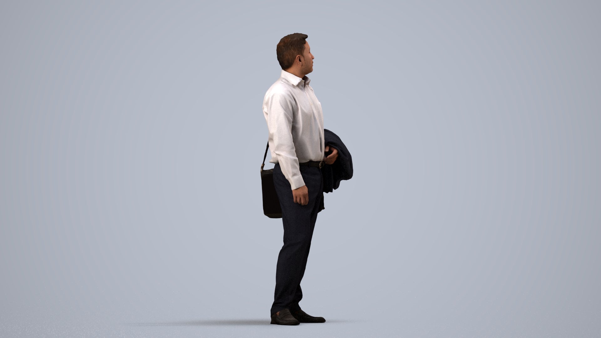 realistic 3D man business, scanned archviz people for Blender and 3ds Max, side view render