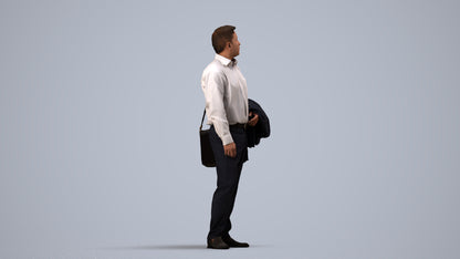 realistic 3D man business, scanned archviz people for Blender and 3ds Max, side view render