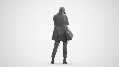 photogrammetry 3D woman business standing, realistic human model archviz FBX, wireframe front view