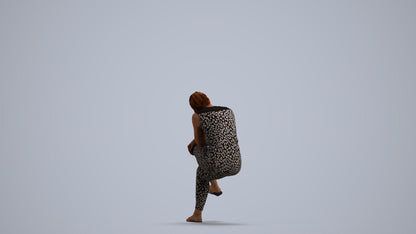 realistic 3D woman casual sitting, scanned archviz people for Blender and 3ds Max, front view render