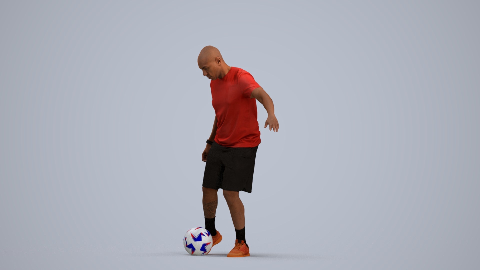 3D people model man sport, scanned human for 3ds Max rendering, standing pose render