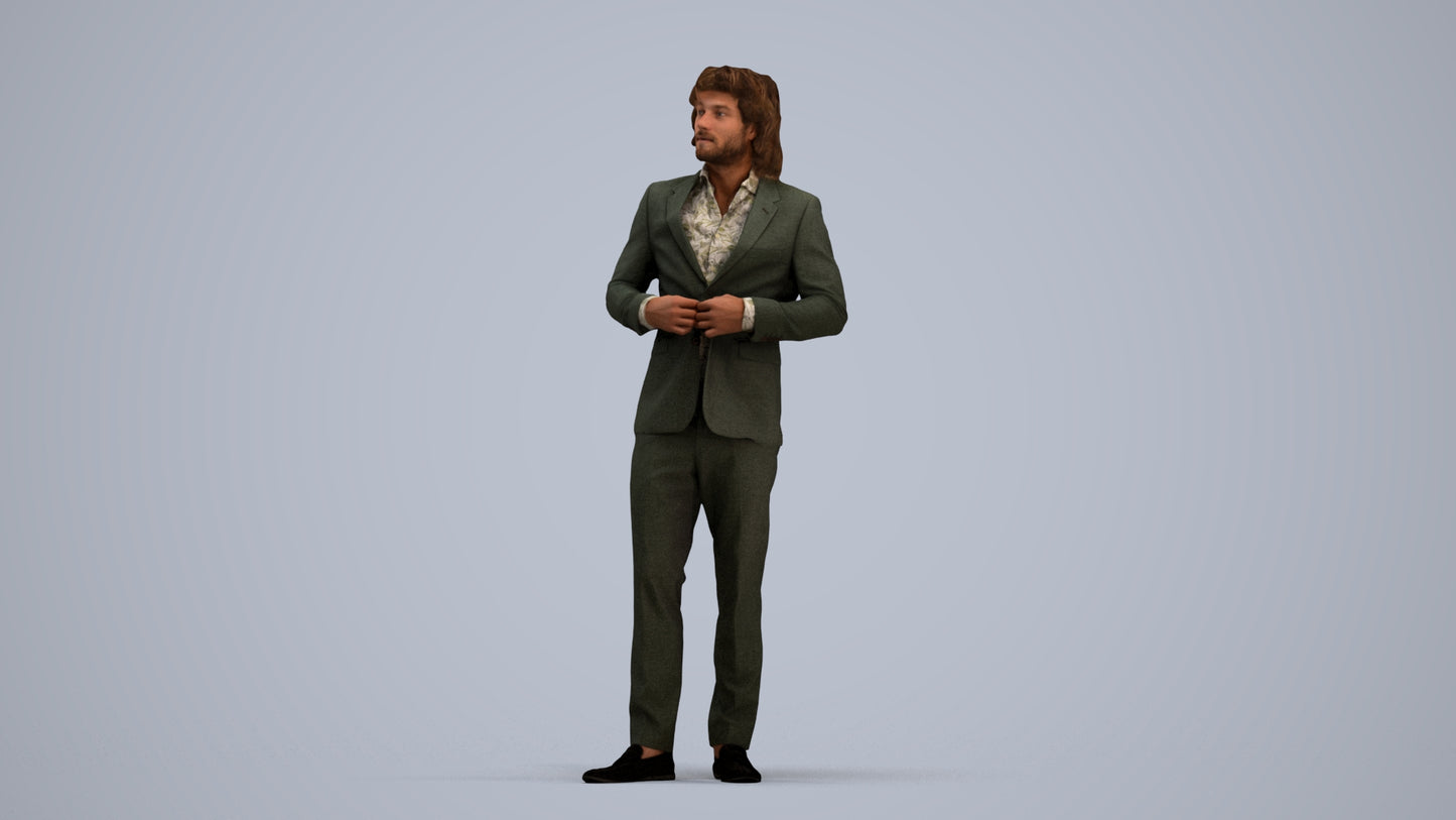 photogrammetry 3D man business, realistic human model archviz FBX, standing pose render