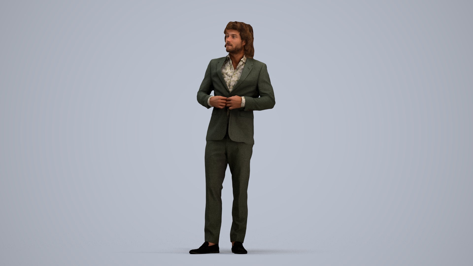 photogrammetry 3D man business, realistic human model archviz FBX, standing pose render