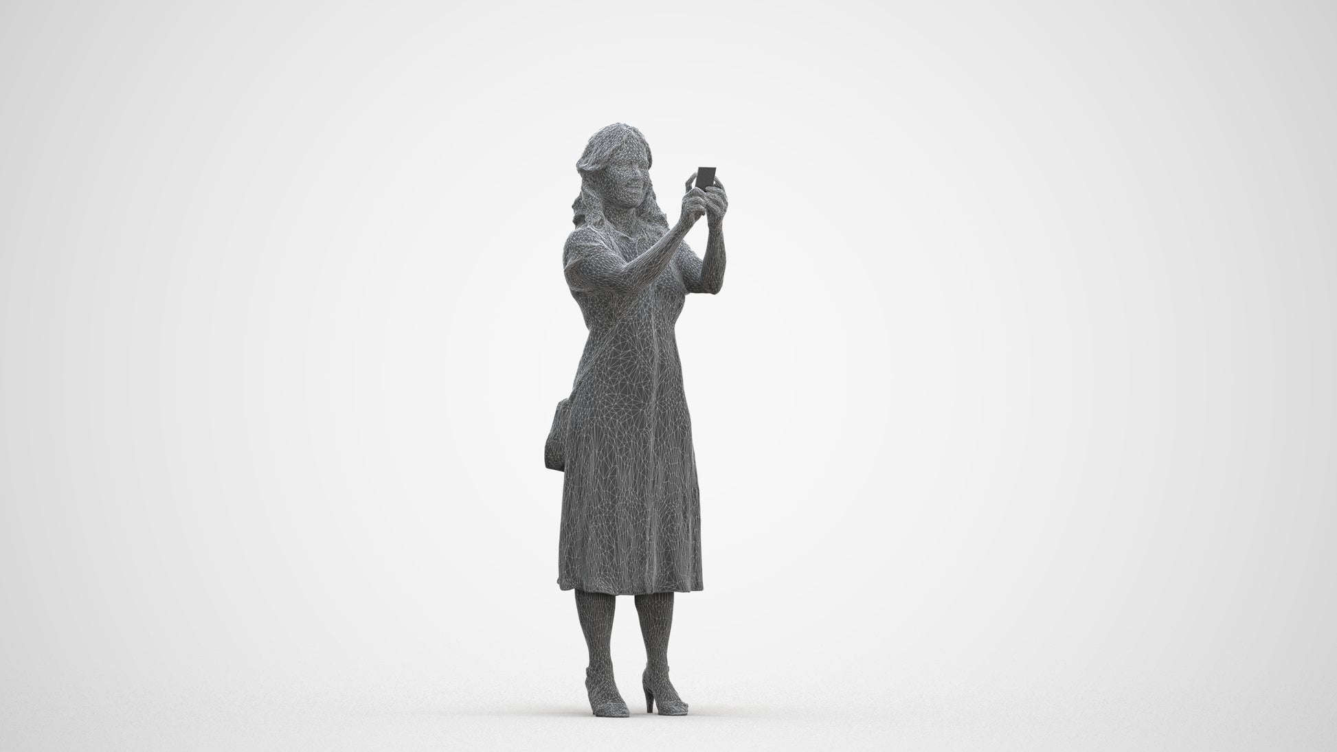 photogrammetry 3D woman casual standing, realistic human model archviz FBX, three-quarter front view render