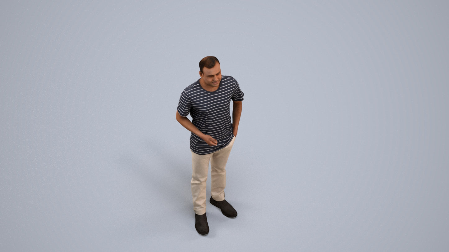 3D scanned man standing casual, photorealistic archviz people for Enscape and SketchUp, back view render