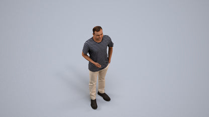 3D scanned man standing casual, photorealistic archviz people for Enscape and SketchUp, back view render