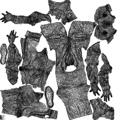 realistic 3D people man business, render-ready for V-Ray and Corona, FBX OBJ, wireframe top-down view