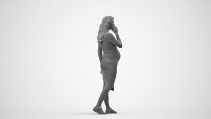 3D human model woman casual walking, photogrammetry scanned person for archviz, wireframe side view