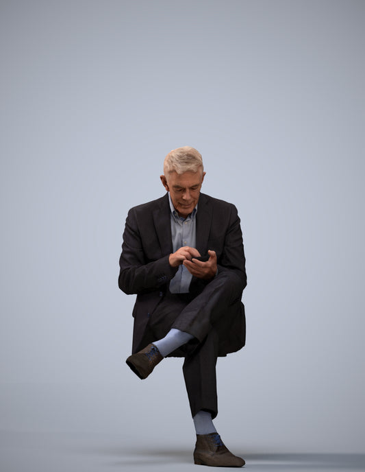 realistic 3D human senior man business, archviz people FBX OBJ for Blender