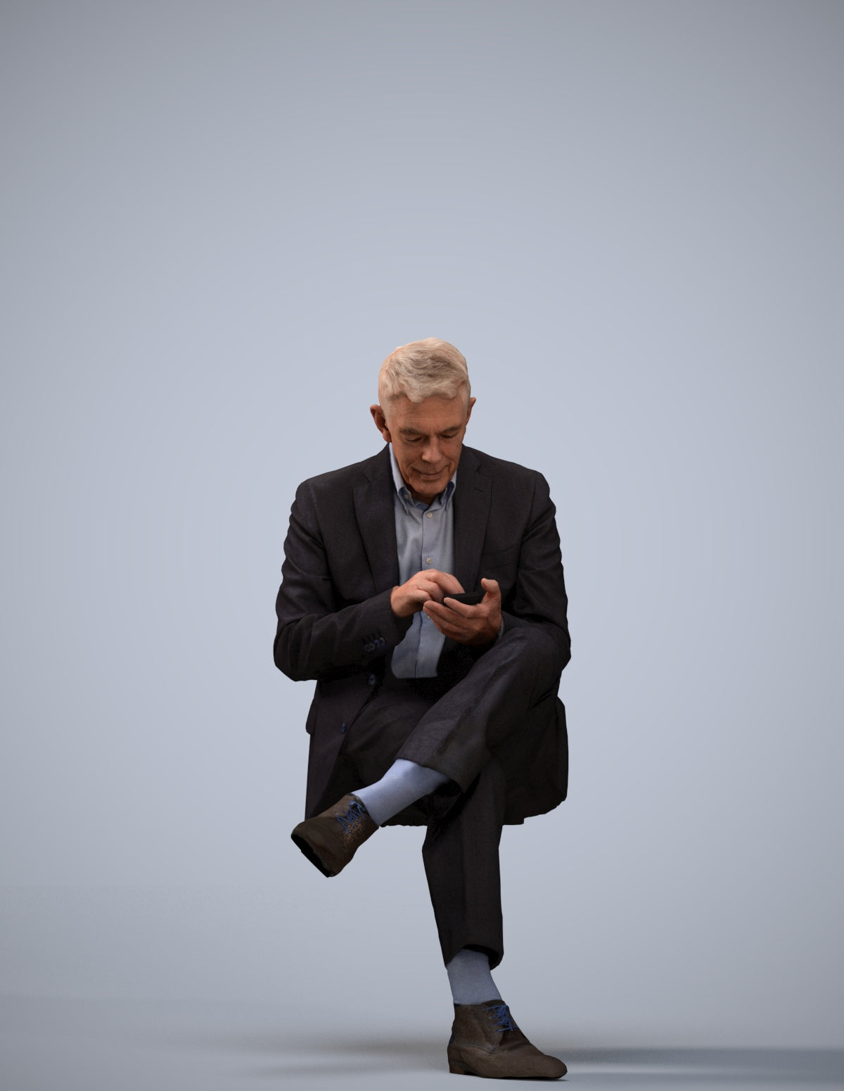 realistic 3D human senior man business, archviz people FBX OBJ for Blender