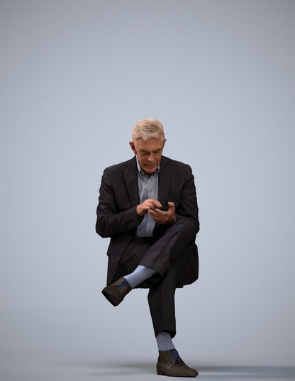 realistic 3D human senior man business, archviz people FBX OBJ for Blender
