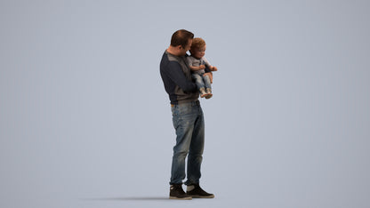 3D people model boy casual kids, scanned human for 3ds Max rendering, side view render