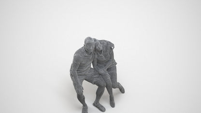3D human model woman casual couple, photogrammetry scanned person for archviz, wireframe three-quarter view