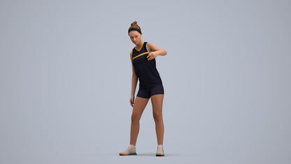 realistic 3D human girl sport, archviz people FBX OBJ for Blender, standing pose render