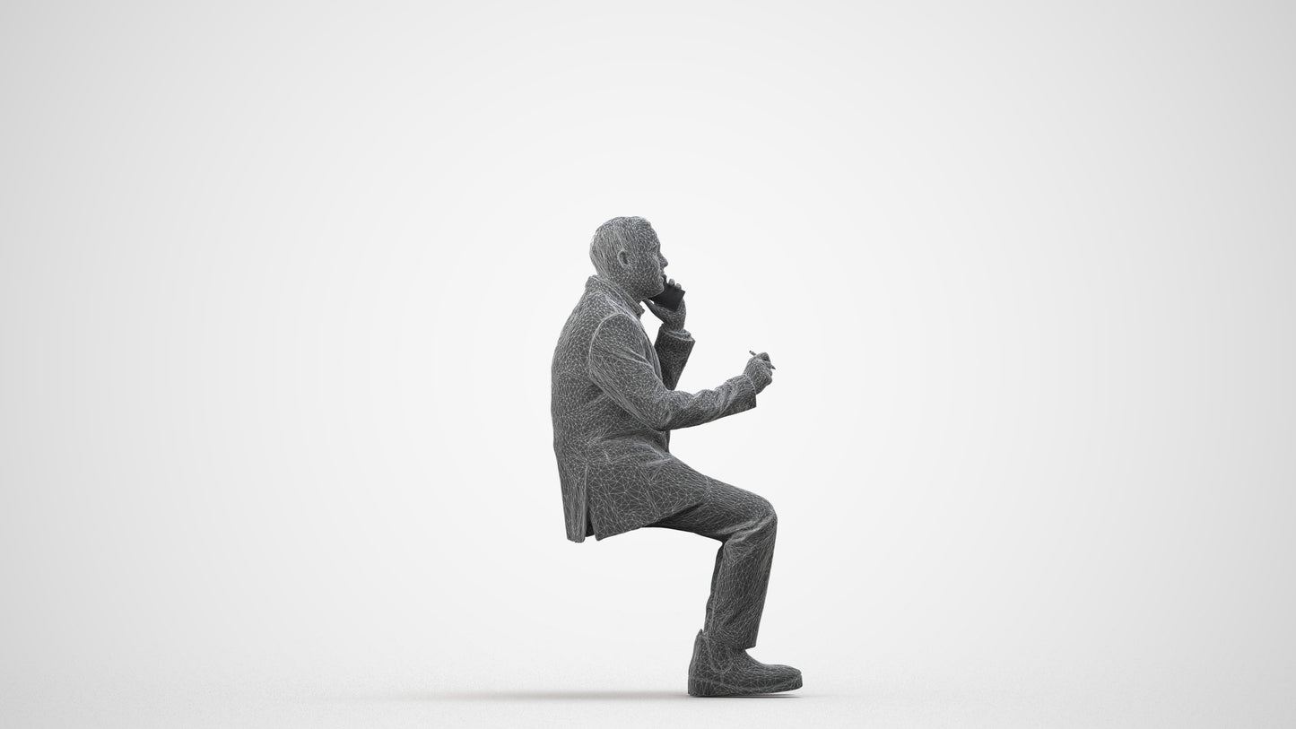 photogrammetry 3D man business shopping, realistic human model archviz FBX, wireframe side view