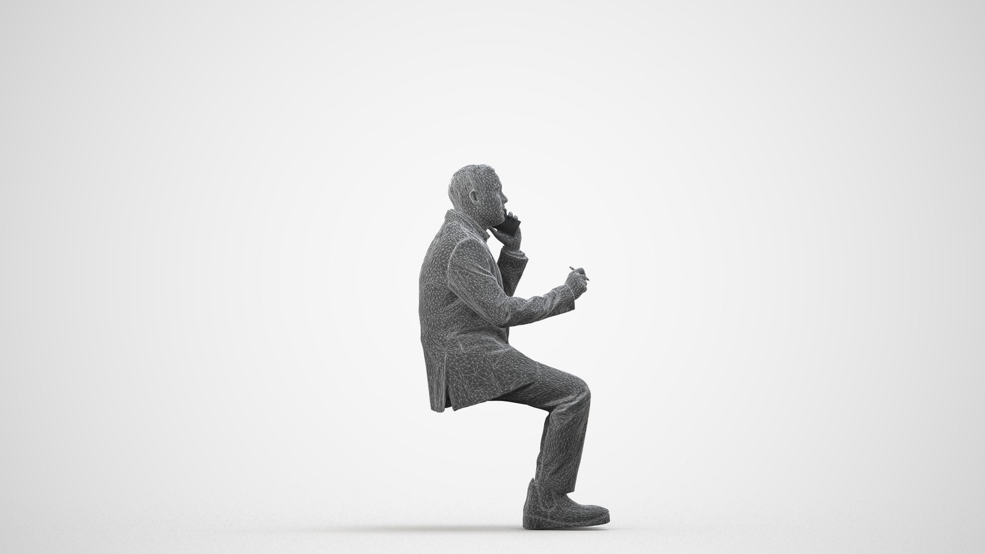 photogrammetry 3D man business shopping, realistic human model archviz FBX, wireframe side view