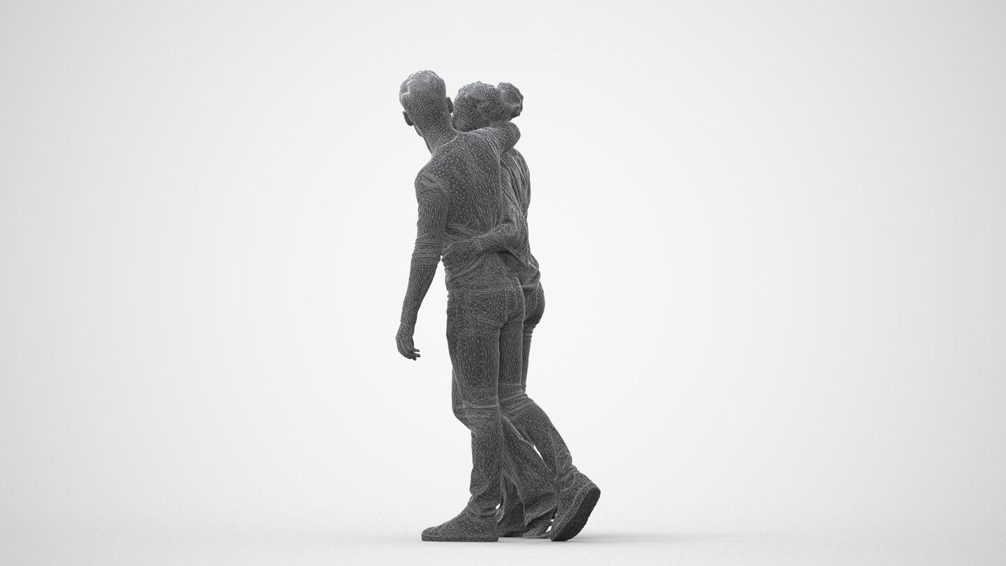 photogrammetry 3D woman casual couple, realistic human model archviz FBX, square thumbnail