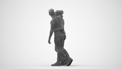 photogrammetry 3D woman casual couple, realistic human model archviz FBX, square thumbnail