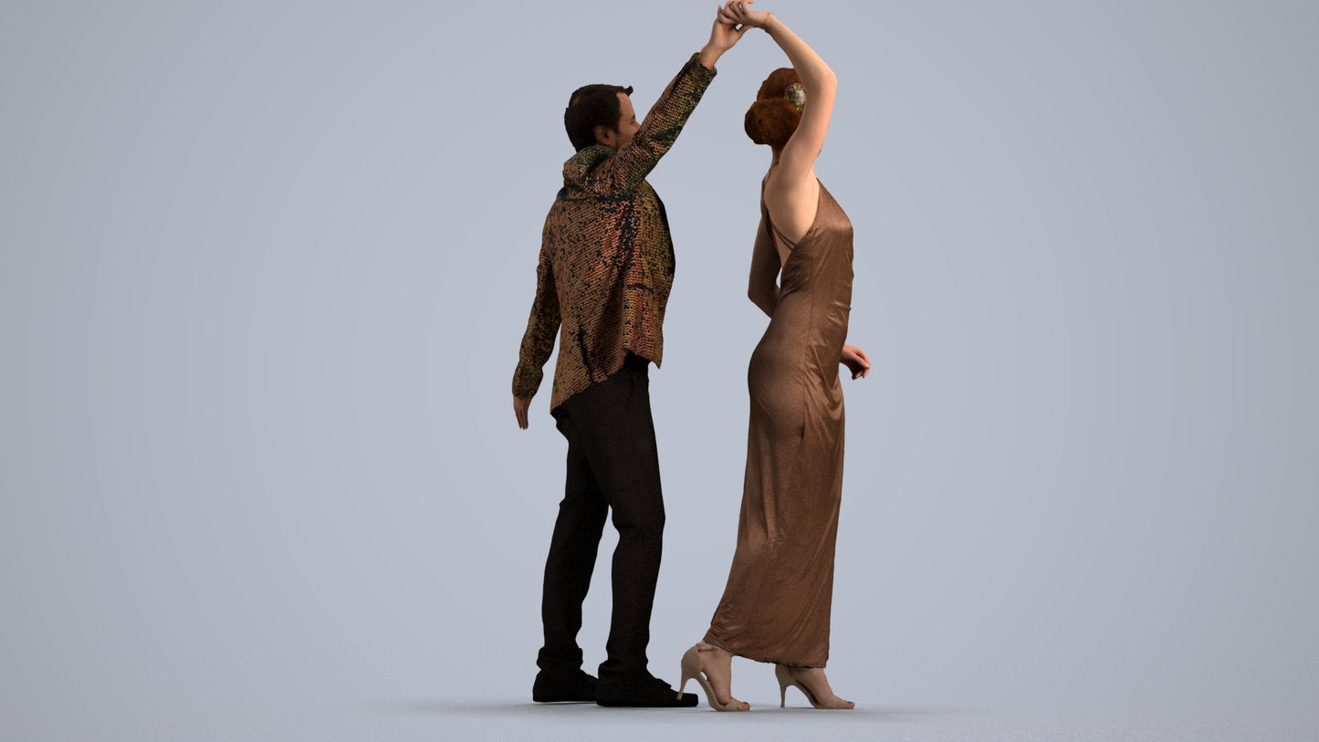 scanned 3D woman formal dancing, photogrammetry people for Enscape and V-Ray, front view render