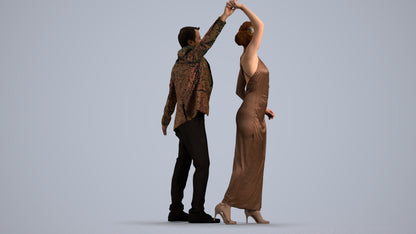 scanned 3D woman formal dancing, photogrammetry people for Enscape and V-Ray, front view render