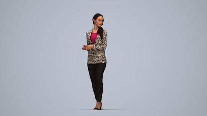 realistic 3D human woman business walking, archviz people FBX OBJ for Blender, top-down view render