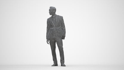 realistic 3D man business, scanned archviz people for Blender and 3ds Max, wireframe back view