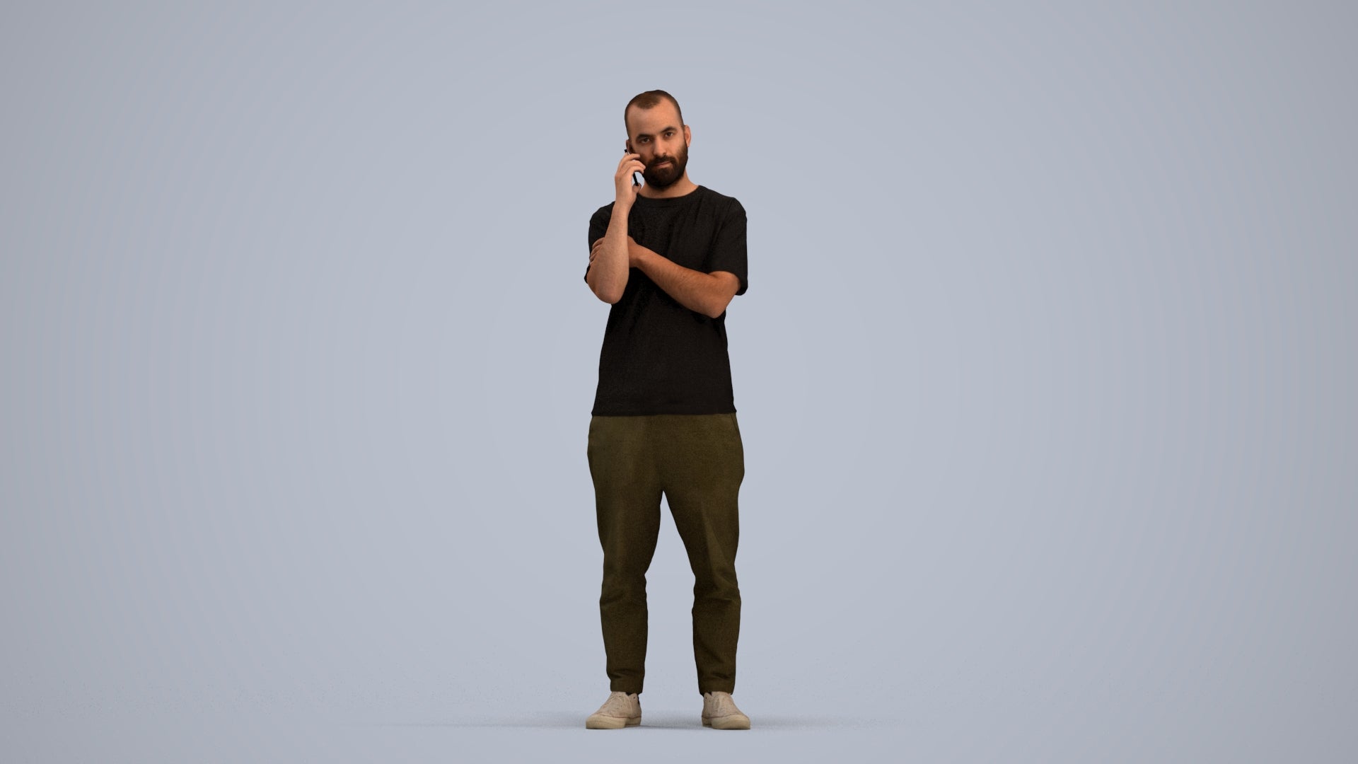 realistic 3D people man casual standing, render-ready for V-Ray and Corona, FBX OBJ, standing pose render
