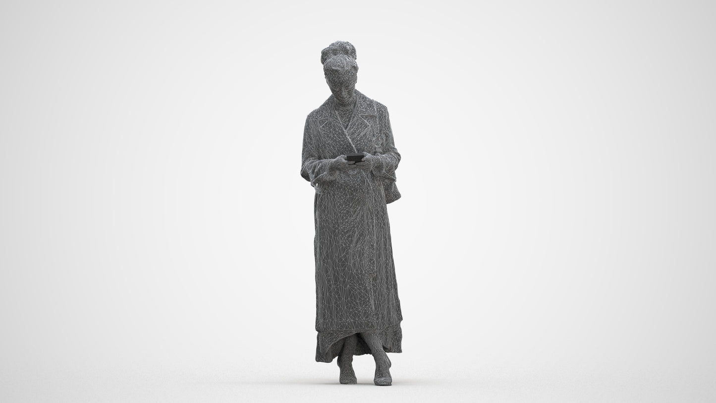 scanned 3D woman business standing, photogrammetry people for Enscape and V-Ray, three-quarter front view render