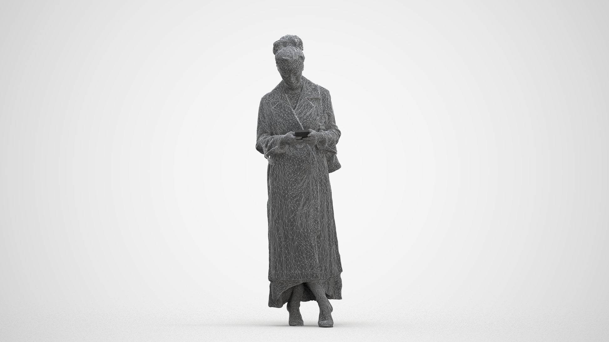 scanned 3D woman business standing, photogrammetry people for Enscape and V-Ray, three-quarter front view render