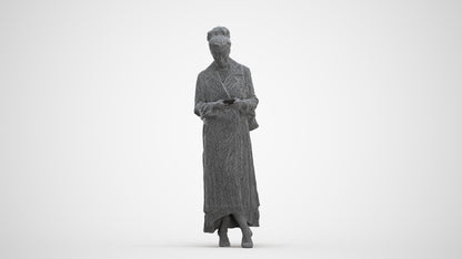 scanned 3D woman business standing, photogrammetry people for Enscape and V-Ray, three-quarter front view render