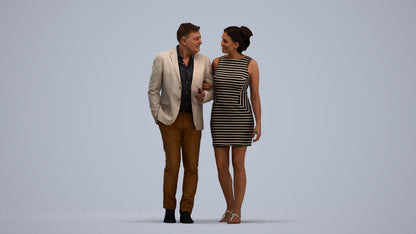 realistic 3D people woman casual couple, render-ready for V-Ray and Corona, FBX OBJ, standing pose render