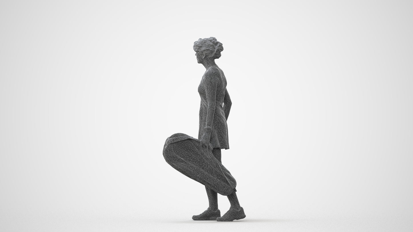 realistic 3D woman sport, scanned archviz people for Blender and 3ds Max, square thumbnail