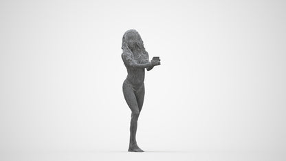 realistic 3D people woman pool, render-ready for V-Ray and Corona, FBX OBJ, wireframe back view